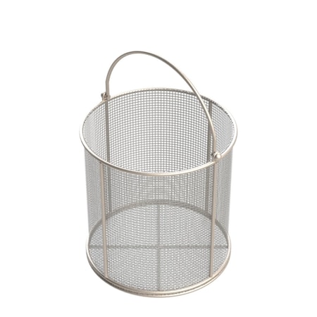 Round Wire Mesh Basket: 8Dia. X 8H, 304 SS, 3/16 Rod Frame, Mesh: 4 X .063